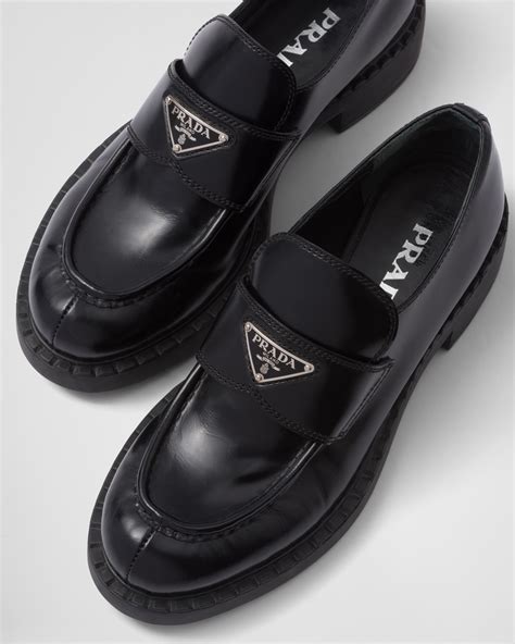 prada brushed leather loafers.